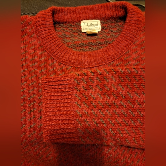 Vintage LL Bean Red Birdseye Sweater Men's Size XL Norway Wool Blend - Picture 4 of 6